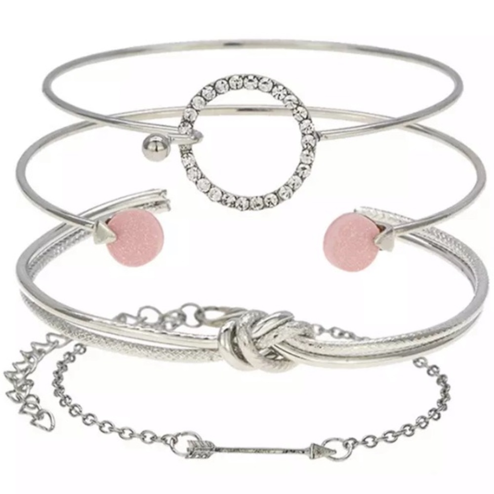 NEW!๐๐๐SILVERY PINK BRACELET BUNDLE OF 4!๐๐๐ - Picture 1 of 8